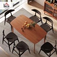 HOMCOM 150 cm Rectangular Dining Table, Rustic Kitchen Table with Solid Wood Frame and Round Corners for Dining Room, Living Room, Home Office, Light Brown