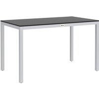 Outsunny Garden Table for 4-6, 120 x 70 cm Outdoor Dining Table with Rust-Resistant Aluminium Frame, Easy Maintenance Slatted Top, for Patio, Terrace, Balcony, Black