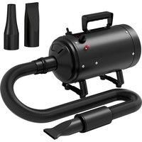 PawHut 2200W Dog Hair Dryer with Adjustable Temperature & Velocity, 3 Different Nozzles, Black