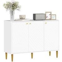 HOMCOM Elegant Two-Cupboard Sideboard - White/Gold-Tone