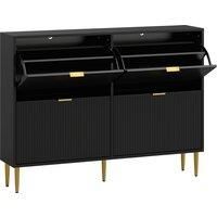 HOMCOM Narrow Shoe Cabinet with 4 Flip Drawers - Black