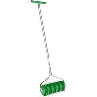Outsunny Rolling Lawn Aerator, Manual Grass Spike Roller, Heavy Duty Garden Aerator with 3 Piece Detachable Handle and T-bar Grip, Outdoor Garden Lawn Tool, Dark Green