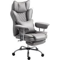 HOMCOM Leathaire Reclining Office Chair with Lumbar Support Pillow - Grey