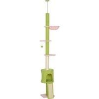5-Tier Floor to Ceiling Cat Tree, Cat Tower Adjustable Height 220-240 cm, Green