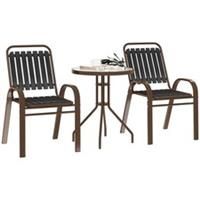 Outsunny Stackable Patio Bistro Set, 3 Pieces Garden Furniture Set, Grey