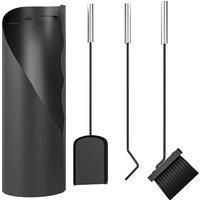4 Pieces Fireplace Companion Set, Metal Fireplace Accessories, Silver