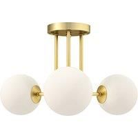 HOMCOM LED Ceiling Light with Globe Shades, Modern 3-Light Ceiling Light with G9 Sockets for Living Room, Bedroom, Dining Room, Bulbs Not Included, Gold Tone