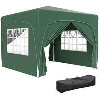 Outsunny 3 x 3m Pop-Up Gazebo Shelter, with Accessories - Dark Green