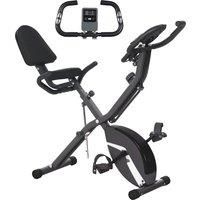 SPORTNOW 5-In-1 Folding Exercise Bike with Arm Workout Bands, Quiet 8-Level Magnetic Resistance Foldable Exercise Bike with LCD, Tablet Holder, Hand Pulse Sensor for Home Use Indoor Cycling, Black