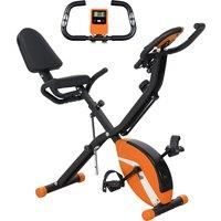 SPORTNOW 5-In-1 Folding Exercise Bike with Arm Workout Bands, Quiet 8-Level Magnetic Resistance Foldable Exercise Bike with LCD, Tablet Holder, Hand Pulse Sensor for Home Use Indoor Cycling, Orange