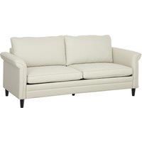 HOMCOM 3 Seater Sofa, Modern Fabric Sofa Couch with Spring Cushion, Rubber Wood Legs, 191cm Upholstered Settee for Living Room, Bedroom, Home Office, Guest Room, Cream White