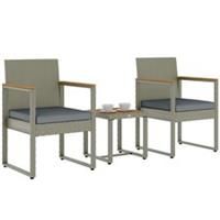 Outsunny 3-Piece Rattan Bistro Set with Acacia Wood Table, Grey