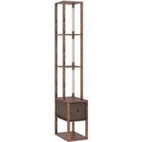 LED Floor Lamp with Shelves, Adjustable Brightness, Foot Switch for Bedroom