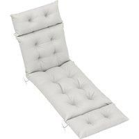 Outsunny Sun Lounger Cushion Only, 190x56x10cm Garden Lounge Chair Cushion, UPF20+ 220gsm Fabric, 6 Ties, Light Grey Aosom UK