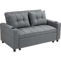 HOMCOM Two-Seater Pull-Out Sofa Bed - Charcoal Grey