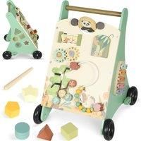 AIYAPLAY Wooden Baby Walker, Push Along Walker Toys with Speed Control, Xylophone, gears and Bead Maze, Green
