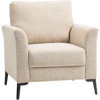 HOMCOM Modern Armchair, Linen Fabric Upholstered Accent Chair with Metal Legs, Wood Frame and Padded Cushion for Living Room Bedroom Office, Beige Aosom UK