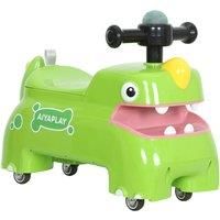 AIYAPLAY Kids Ride On Car, Dinosaur Foot to Floor Slider with Storage, Toddler Walker with Light, Sounds, Green