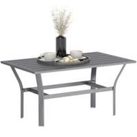 Outsunny Metal Garden Coffee Table with Slatted Tabletop, Dark Grey