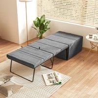 Homcom Linen Foldable Guest Bed Dust Cover And Metal Frame, 69 X 181.5 Cm, Grey