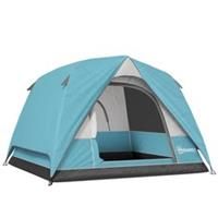 Outsunny 3-4 Person Camping Tent, Waterproof Tent, Navy Blue and Light Blue