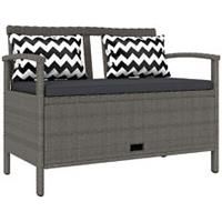 Outsunny 160L Rattan Garden Storage Bench, Cushioned Outdoor Bench, Grey