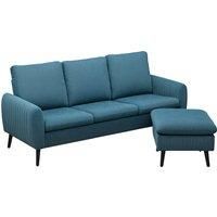 Corner Sofa, Corduroy Fabric 3 Seater Sofa with Scatter Back