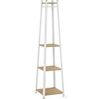 HOMCOM Compact Freestanding Coat Rack - White/Oak