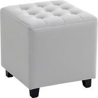 HOMCOM Velvet-Feel Square Ottoman - Light Grey