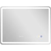 HOMCOM 60 x 80 cm Bluetooth LED Bathroom Mirror with Clock Anti-Fog - Silver Tone