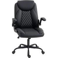 HOMCOM Faux Leather Office Chair. with Flip-Up Armrests - Black