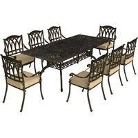 Outsunny Nine-Piece Cast Aluminium Garden Dining Set - Bronze Tone