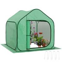 Outsunny Mini Pop Up Greenhouse w/ Reinforced PE Cover, Zipper Door, Green