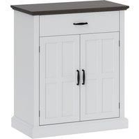 Farmhouse Sideboard Storage Cabinet with Thick Top 2 Barn Doors Drawer White