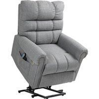 HOMCOM Power Lift Chair for Elderly, Electric Recliner Armchair with Massage and Heat, Type C and USB Ports, Fabric Riser and Reclining Chair with Side Pockets, Grey Aosom UK