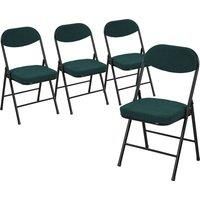 Fabric Padded Folding Chairs Set of 4, Foldable Chairs with Steel Frame