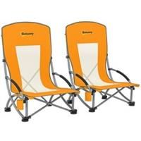Outsunny Set of 2 Folding Beach Chair, Camping Chair with Carry Bag, Orange