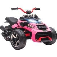 AIYAPLAY 12V Kids Electric Ride On Car with 3 Wheeler, MP3 Player, Horn, 2 Speeds, LED Lights for Boys & Girls Ages 3-8, Pink