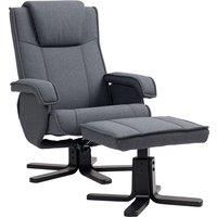 HOMCOM Rocker Swivel Recliner Chair with Footstool - Charcoal Grey Linen