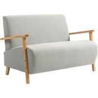 Small 2 Seater Sofa, Upholstered Loveseat Couch with Wood Frame, Grey