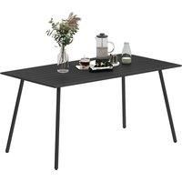 Outsunny Rectangle Garden Table with Slat Top, Steel Frame, Outdoor Table for 6 Person, 150 x 80 x 74 cm, Black