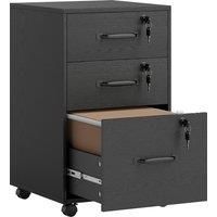 HOMCOM Three Drawer Wood-Effect Filing Cabinet - Black