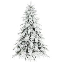 HOMCOM 6ft Super Flocked Christmas Tree - Green/White
