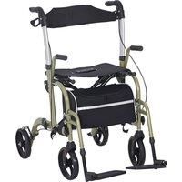 HOMCOM 2 in 1 Wheelchair & Folding Rollator Walker with Seat, Backrest, Footrest Combo, Lightweight Walking Frame with Storage Bag, Adjustable Height, 4 Wheeled Walker for Seniors, Yellow-green