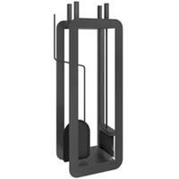 Outsunny 5 PCS Fireplace Companion Set, Metal Fireplace Accessories, Black