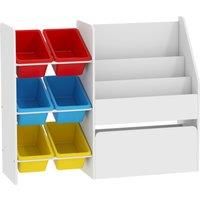 AIYAPLAY Toy Storage Unit, 3-Tier Toy Organiser Shelf with 6 Removable Storage Bins for Bedroom, Nursery, Multicolour