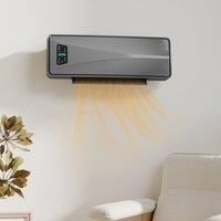HOMCOM Electric Heater, 2000W Ceramic Wall Mounted Space Heater with Fan, Adjustable Thermostat, Weekly Timer, Oscillation, Open Window Detection, 24H Timer, Remote Control, Grey