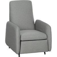 HOMCOM Push Back Recliner Armchair, Fabric High Back Reclining Chair with Adjustable Leg Rest and Pocket Spring Seat for Living Room, Bedroom, Home Office, Grey