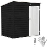 Outsunny 6 x 4ft Metal Garden Storage Shed, Outdoor Tool Storage Shed with Lockable Door and Gloves for Garden, Patio, Dark Grey