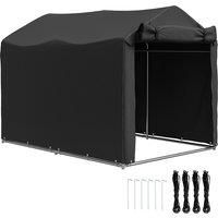 Outsunny 2.2 x 1.6 m Garden Storage Tent, Waterproof Anti-UV Bike Tent with Roll-up Zipper Door, Galvanised Outdoor Storage Shelter Carport for Bike, Motorbike, Garden Tools, Black